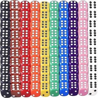 Produktbild von 120 bunte sechsseitige Würfel für Brettspiele