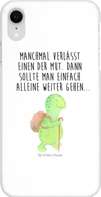 Produktbild von Mr. & Mrs. Panda Iphone XR Handyhülle Schildkröte Wanderer - Weiß - Geschenk, Handy Case, Neuanfang, Premium Kunststoff, Mut, Rucksack
