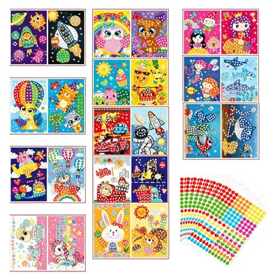 Imagen del producto de Kit de manualidades para mosaicos, con 24 piezas, de colores variados, para niños
