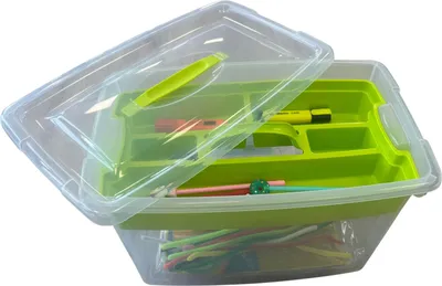 Produktbild von Hobby-Aufbewahrungsbox - 22L - grun - 29 x 45 x 28 cm - mit Einlegeboden - Aufbewahrung von Bastelma