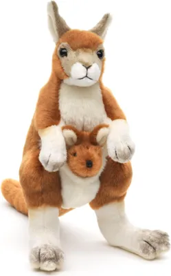 Produktbild von Kuscheltier Känguru mit Baby braun 25 cm Plüschkänguru