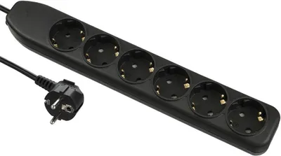 Imagen del producto de Electraline 51612 - Regleta de enchufes de 6 tomas - Cable de 1.5 metros - Regleta múltiple - Regleta de mesa - Color negro