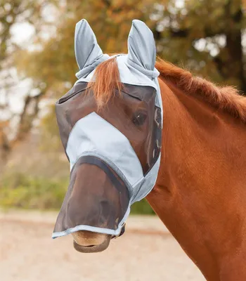 Produktbild von Waldhausen Fliegenmaske Premium mit Ohren- und Nasenschutz Silbergrau Pony
