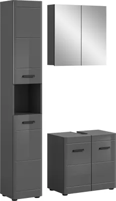 Produktbild von Badezimmer-Set >Soft< in Grau Hochglanz - 105x190x34cm (BxHxT)