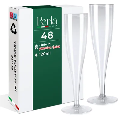 48 Champagneschalen aus Kunststoff, 120 ml, transparent