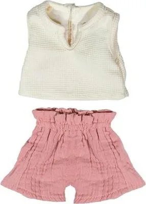 Image de T-shirt et pantalon d'été Miniland pour poupée de 38 cm, rose, taille unique