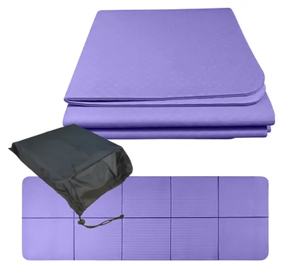 Produktbild von Relaxdays Yogamatte, 6 mm dick, 61x183 cm, faltbar, mit Tasche, rutschfest, Sportmatte Yoga, Pilates, Fitness, Farbwahl, KI-generiertes Bild