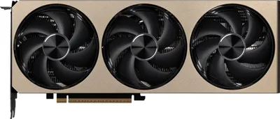 A computer graphics card with three fans.