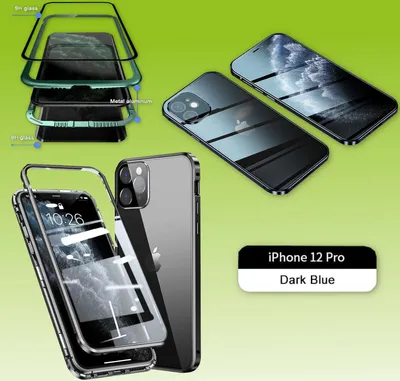 Immagine prodotto di Custodia magnetica in vetro per cellulare blu su entrambi i lati per Apple iPhone 12 Pro Max 6.7