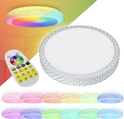 Obrázek produktu pro XINZI 48W RGB křišťálové LED stropní světlo - stmívatelné s dálkovým ovládáním, kulaté, 220V, změna barvy, pro obývací pokoj, ložnici, kuchyň, chodbu
