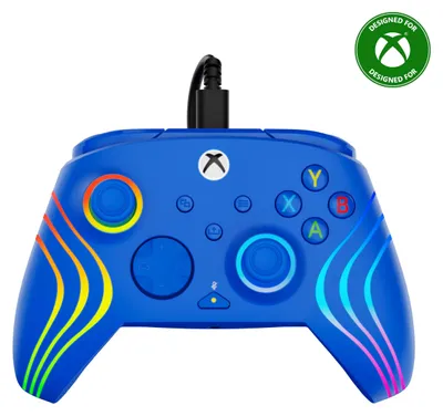 Produktbild von Turtle Beach Afterglow Wave Controller Blau Wired RGB Gaming Controller – Lizenziert für Xbox Series X oder S, Xbox One und Windows, Gamepad, PC, Xbox, Xbox One, Xbox Series S, Xbox Series X, D-Pad, Schaltfläche Optionen, Mehrfarbig, Kabelgebunden, USB