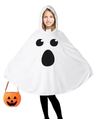 Productafbeelding van Elzusha - Spook Poncho Kostuum voor Kinderen met Capuchon