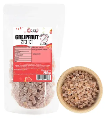 Obrázok produktu pre Grapefruitové želé (gumené cukríky) bez pridaného cukru, 250 g