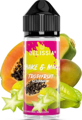 Produktbild von Belissia Shake and Make Tropifruit - 10ml hochdosiertes Lebensmittelaroma + 120ml Schüttelflasche - Für Backen, Speisen, Getränke, Shake, DIY & uvm.