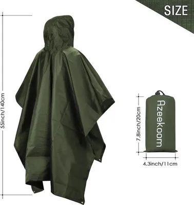 Produktbild von Famanu Regenponcho 3 in 1 - Wasserfest, Uni, für Outdoor-Aktivitäten