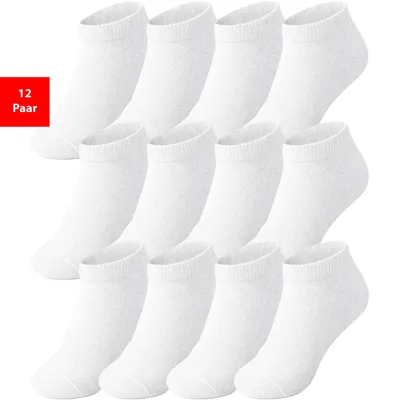 Produktbild von Sneaker Socken Herren & Damen 6-12 Paar Quarter Socken Baumwolle Freizeit Sport - Weiß, 39-42, 12 Paar