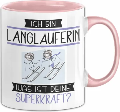 Produktbild von Langläuferin Geschenk Tasse Ich Bin Langläuferin Was Ist Deine Superkraft Geschenkidee Lustig Geburtstag Weihnachten (Rosa)
