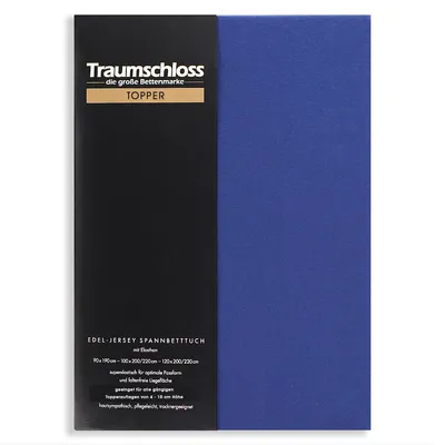 Produktbild von Traumschloss Topper Edel-Jersey Spannbettlaken 180-200 x 200-220 cm marine 165g/m², 95% gekämmte Mako Baumwolle, 5% Elasthan