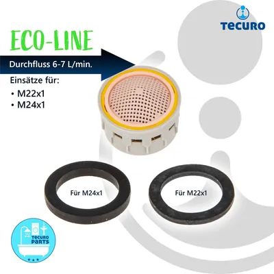 Produktbild von tecuro ECO SPAR Mischdüse - Strahlregler Einsatz für M22 M24, Durchflussklasse E: 6,0 - 7,0 l/min, inkl. Dichtungen