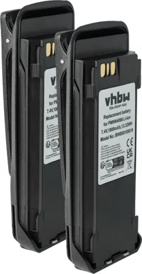 Produktbild von vhbw 2x Akku kompatibel mit Motorola P8800, PR6380, P8268 Funkgerät, Walkie Talkie (1800 mAh, 7,4 V, Li-Ion) + Gürtelclip