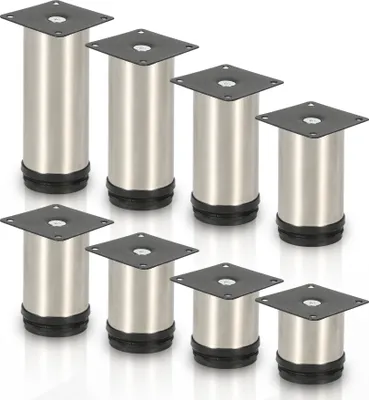 Produktbild von EINFEBEN 4er Set Möbelfüße Sockelfuß Tischfuß Möbel Edelstahl,Höhe: 180 mm; Durchmesser: 40 mm; Höhenverstellung: + 15 mm