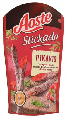 Produktbild von Aoste Stickado Pikanto Salami-Sticks, 12er Pack (12 x 70g Beutel)