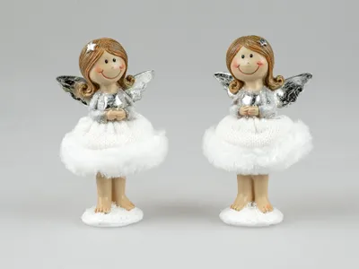 Produktbild von Deko Figur Engel „LISA“ H.12,5 cm Schutzengel silber m.Glitter Winterzeit formano