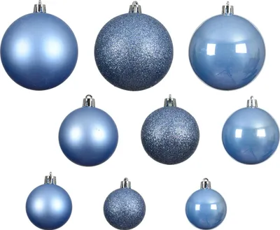 Produktbild von Weihnachtskugeln Kunststoff 4-6cm Mix 30er Set - Himmelblau
