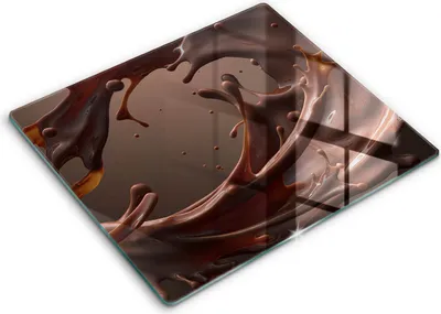 Zdjęcie produktu dla Deska kuchenna – 60 cm x 52 cm - Szklana deska do krojenia - Szkło hartowane – Antypoślizgowa - Płynna Czekolada