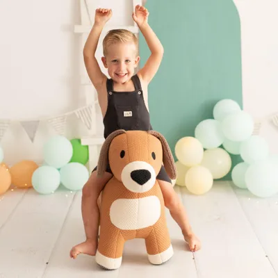 Produktbild von Crochetts Großes Hunde-Plüschtier mit Zusatzsitz für Kinder 4048 – 75 x 32 x 58 cm MAXI