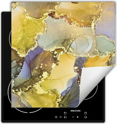 Produktbild von DarHaus Herdabdeckplatte 60x52 cm Anti Rutsch Matte Aufrollbar, bunt - Marmor