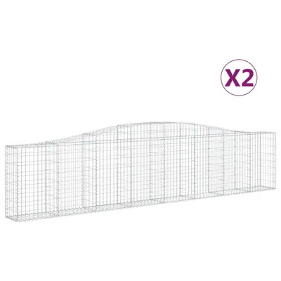 Produktbild von Gabionen mit Hochbogen 2 Stk. 400x30x80/100cm Verzinktes Eisen