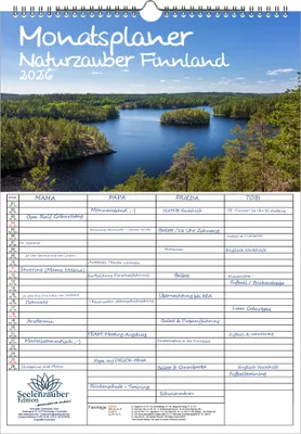 Produktbild von Naturzauber Finnland Planer Familienplaner 4 Spaltenplaner DIN A3 Kalender für 2026 Natur Reise Land Urlaub - Seelenzauber