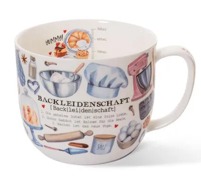 Produktbild von Kaffeebecher Backleidenschaft, 700 ml, Kaffeetasse Tassen Teetassen Kaffeepott Henkelbecher, backen