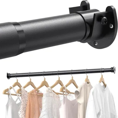 Produktbild von Kleiderständer 43-71 cm, Schwarz, Eisen, Wandmontage, Bis 30 kg, für Zuhause