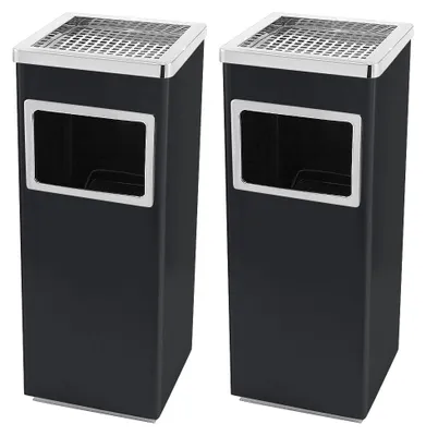 Image de lot de 2 poubelles 48L Poubelle de cuisine avec seau intérieur Noir