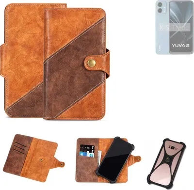 Produktbild von K-S-Trade Handyhülle Schutzhülle Bookstyle Case Wallet-Case kompatibel mit Lava Yuva 2 Cover Klapphülle Kantenschutz Smartphone dunkelbraun braun