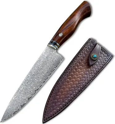 Produktbild von MASTERPIECE Takara Damast Küchenmesser - Handgefertigtes Damaszenerstahl Messer KP26684