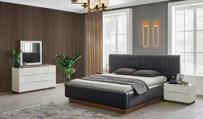 Immagine prodotto di Cameretta completa in bianco e nero Letto elegante 2x comodini