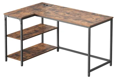 Produktbild von Schreibtisch mit Stauraum, L-förmiger Schreibtisch, verstellbares Regal | Braun | 120x80x76 cm