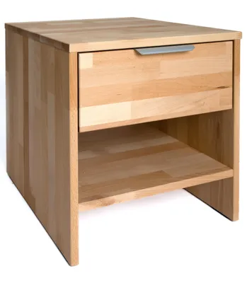 Produktbild von Nachttisch NACO Kernbuche Massivholz - Nachtkommode mit Schublade & Ablagefach