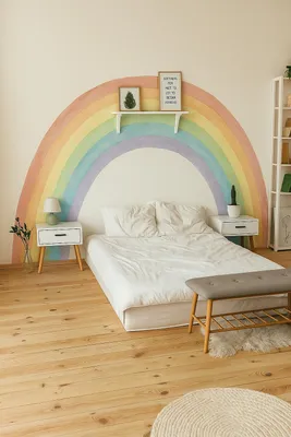 pastellfarbener Regenbogen in Aquarelloptik – Decords Wandtattoo, Produktansicht 1