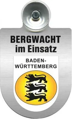 Produktbild von Einsatzschild mit Saugnapf - Bergwacht im Einsatz - incl. Regionenwappen nach Wahl 393807 Color - Region Baden-Württemberg
