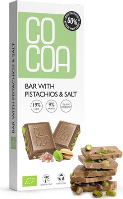 Zdjęcie produktu dla TABLICZKA Z PISTACJAMI I SOLĄ40 g - COCOA