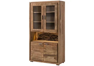 Produktbild von MASSIVMOEBEL24.DE Vitrine Akazie 98x40x180 natur lackiert BARK #109