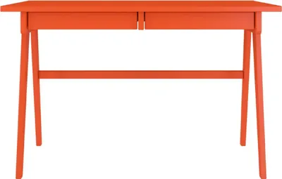 Produktbild von Edda Schreibtisch mit 2 Schubladen / Massivholz Buche / Schminktisch / Computertisch / Kinderschreibtisch / Bürotisch / Orange