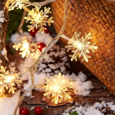 Schneeflocken-Lichterkette 6 m, 40 LEDs, batteriebetrieben, 8 Modi