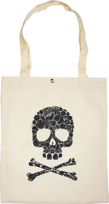 Imagen del producto de Bolsa de tela con estampado de calavera, cierre con botón a presión, bolsa de mano, bolsa de compras, bolso, uni. Código: 02012194