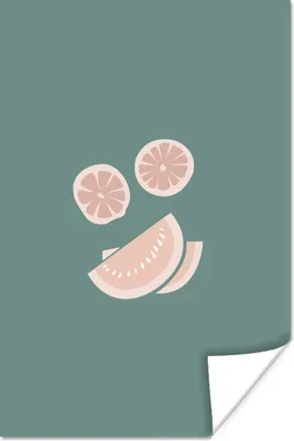 Produktbild von MuchoWow® Poster Sommer - Obst - Pastell 80x120 cm - Papierdruck