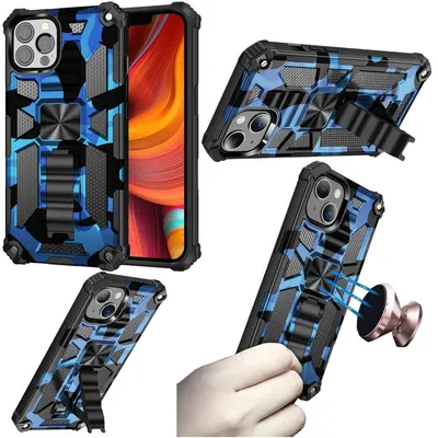 Image de Étui de protection antichoc camouflage pour Apple iPhone 13 Pro Max, bleu